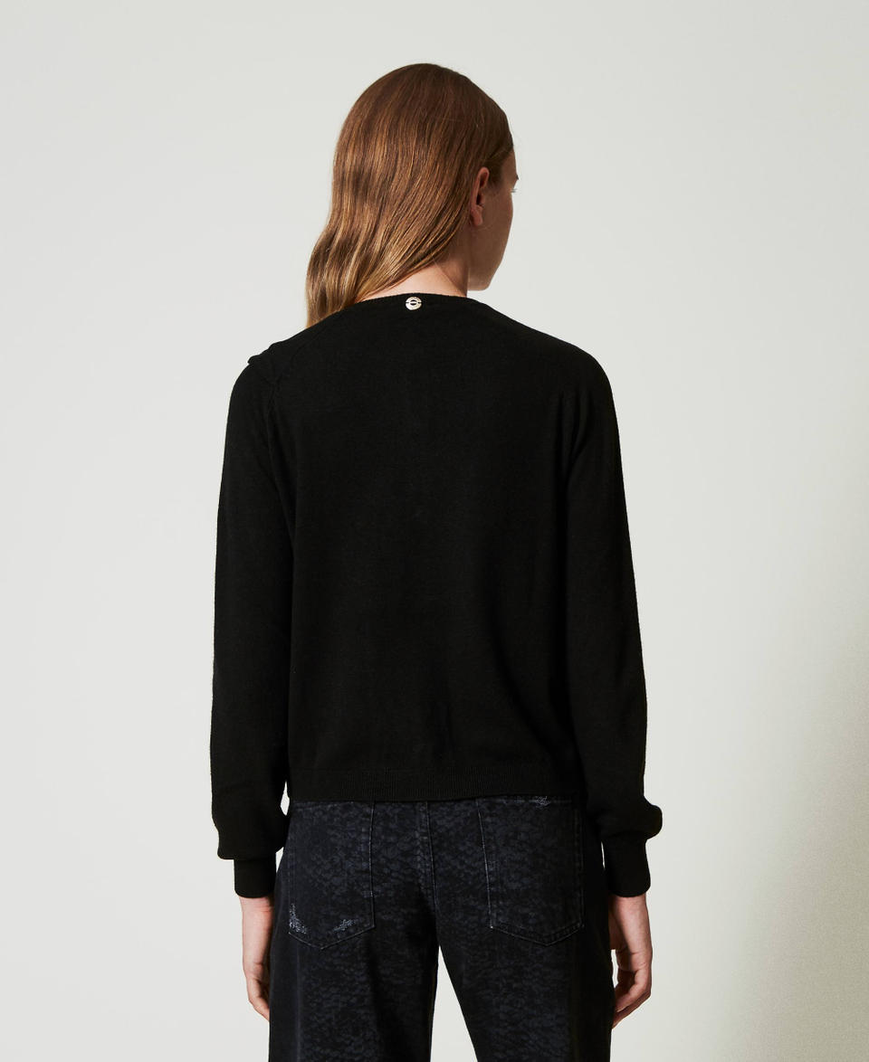 Twin Set Cardigan in misto lana con maxi fiocco Black Friday