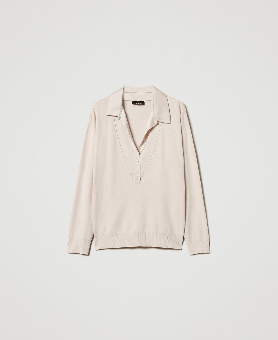 Twin Set Maglia con colletto in raso Offerta Pasqua