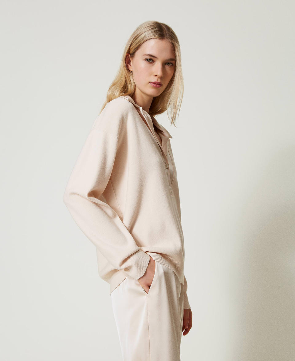 Twin Set Maglia con colletto in raso Offerta Pasqua