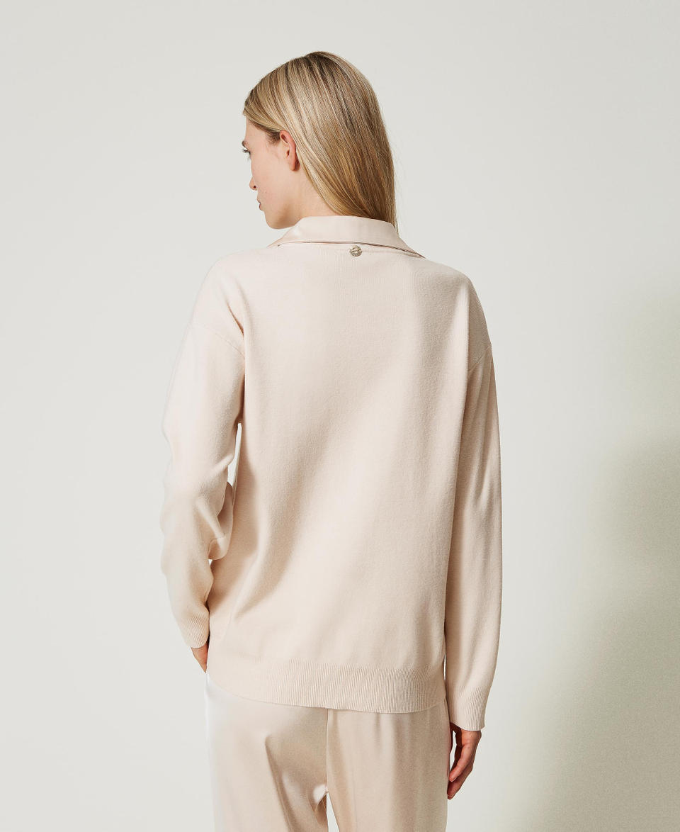 Twin Set Maglia con colletto in raso Offerta Pasqua
