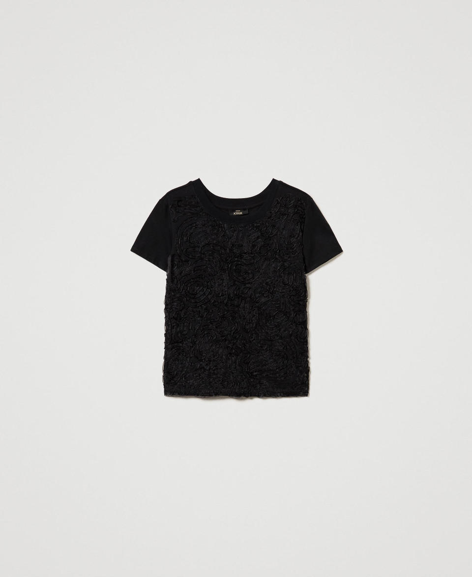 Twin Set T-shirt con ricami in organza Latest fashion