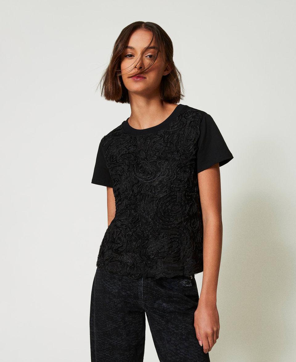Twin Set T-shirt con ricami in organza Latest fashion