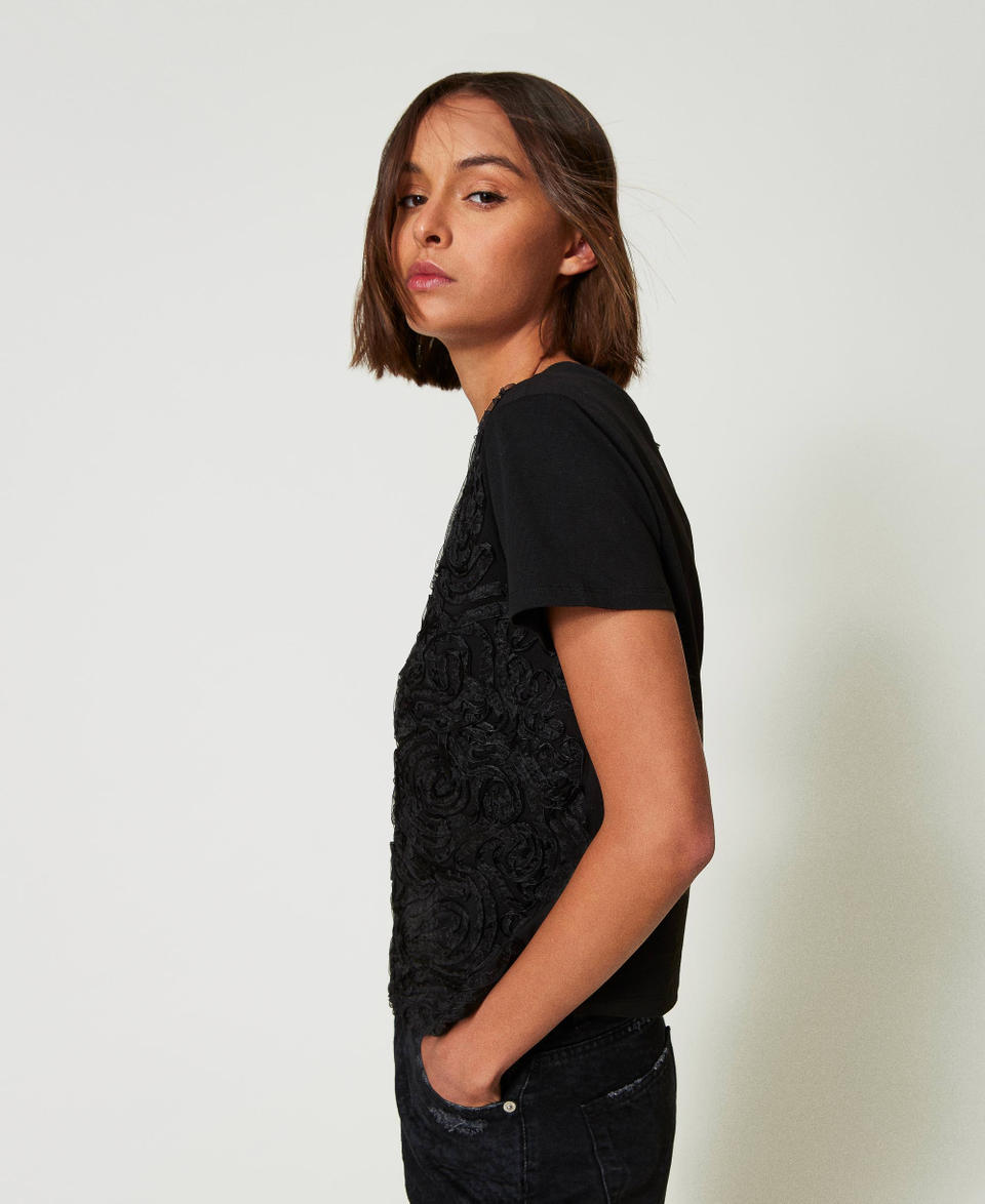 Twin Set T-shirt con ricami in organza Latest fashion