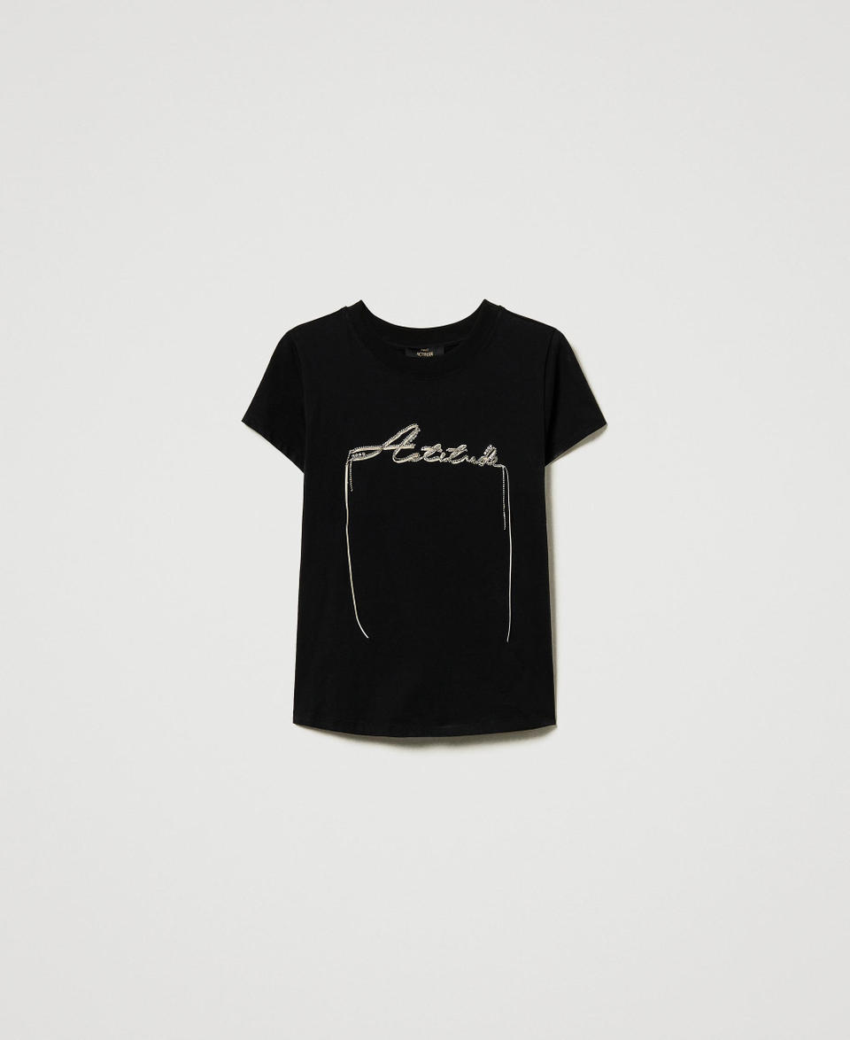 Twin Set T-shirt con logo e strass Online Outlet