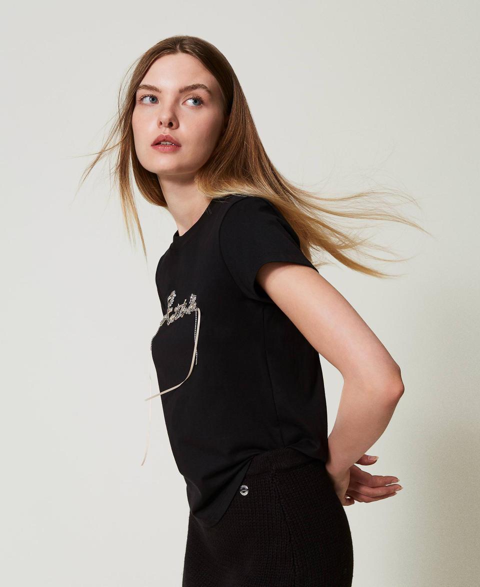 Twin Set T-shirt con logo e strass Online Outlet