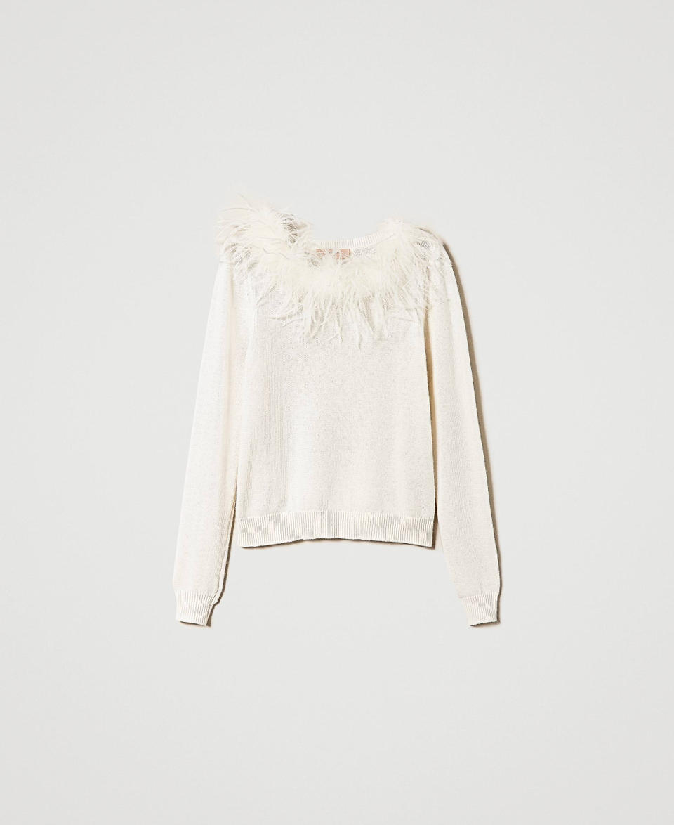 Twin Set Maglia regular in misto lana con piume Grandi sconti