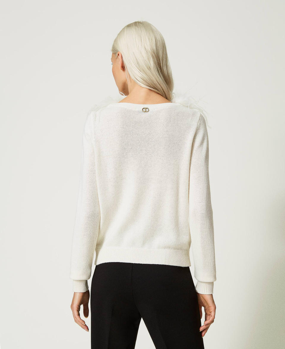 Twin Set Maglia regular in misto lana con piume Grandi sconti