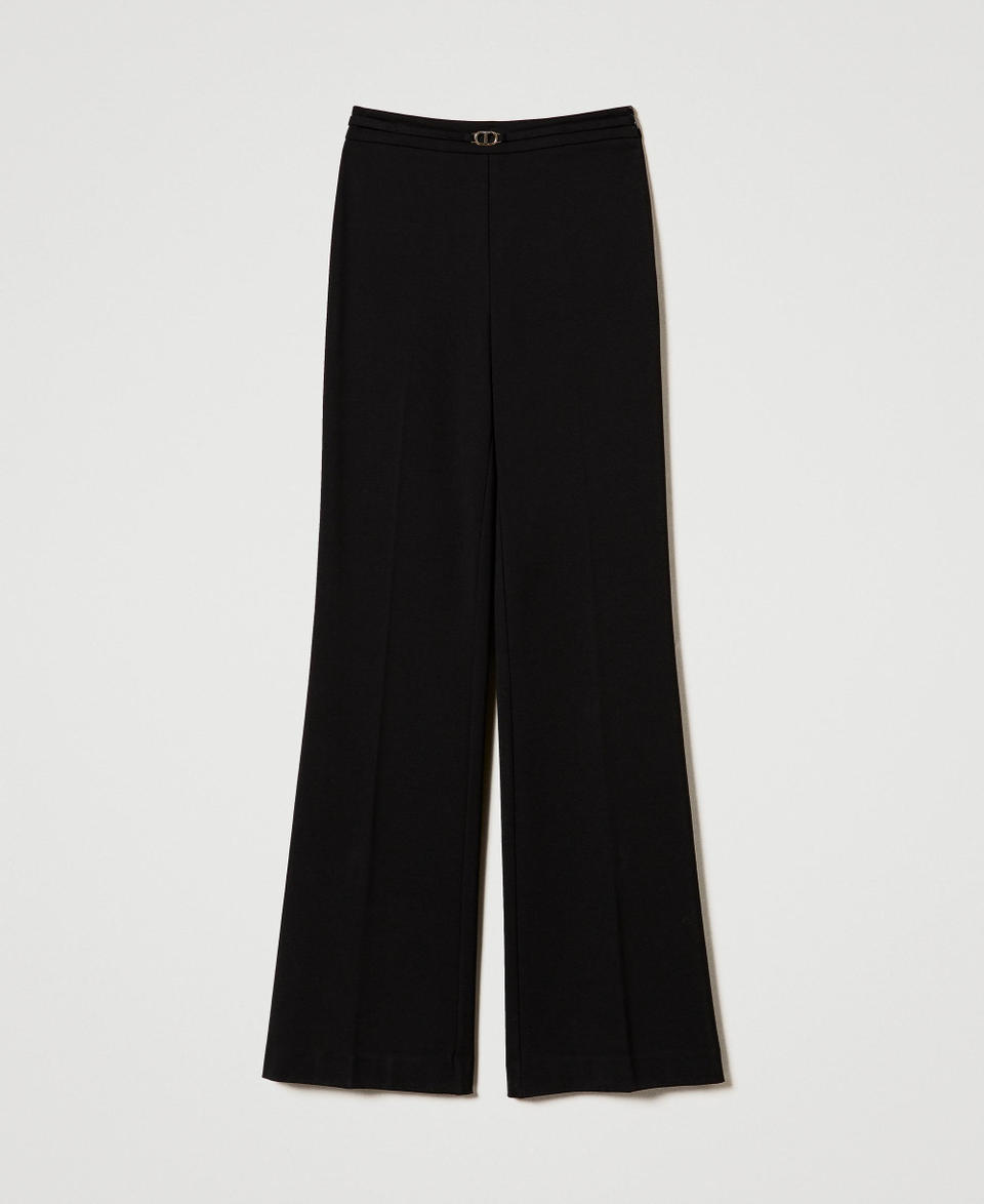 Twin Set Pantaloni straight leg con cinturino Oval T Comprane uno, ottenene uno gratis