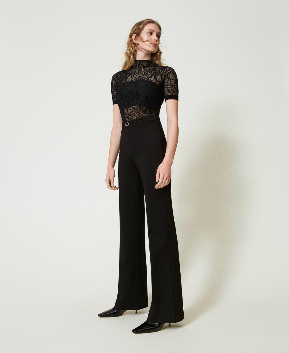Twin Set Pantaloni straight leg con cinturino Oval T Comprane uno, ottenene uno gratis