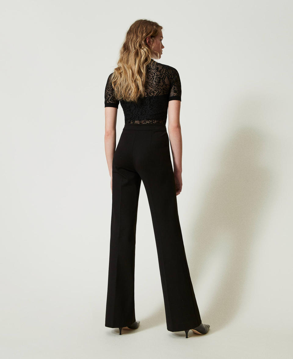Twin Set Pantaloni straight leg con cinturino Oval T Comprane uno, ottenene uno gratis