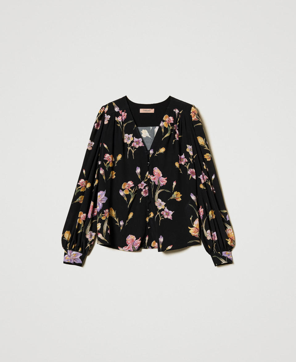 Twin Set Camicia in crêpe de Chine a fiori Rilascio limitato