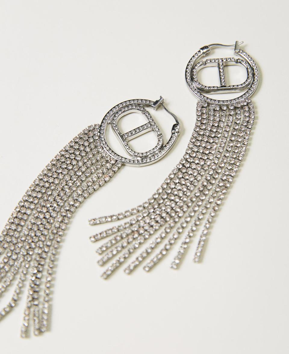 Twin Set Orecchini con Oval T e frange strass Italy