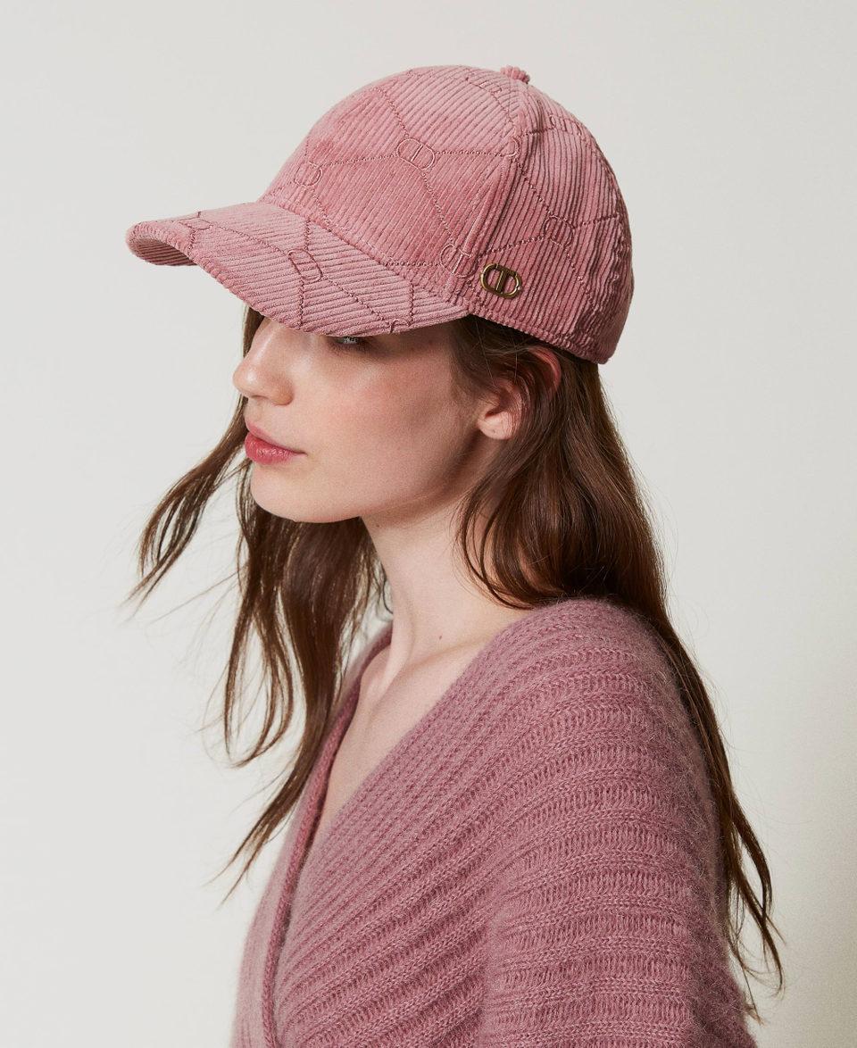 Twin Set Cappello da baseball in velluto con Oval T In Linea
