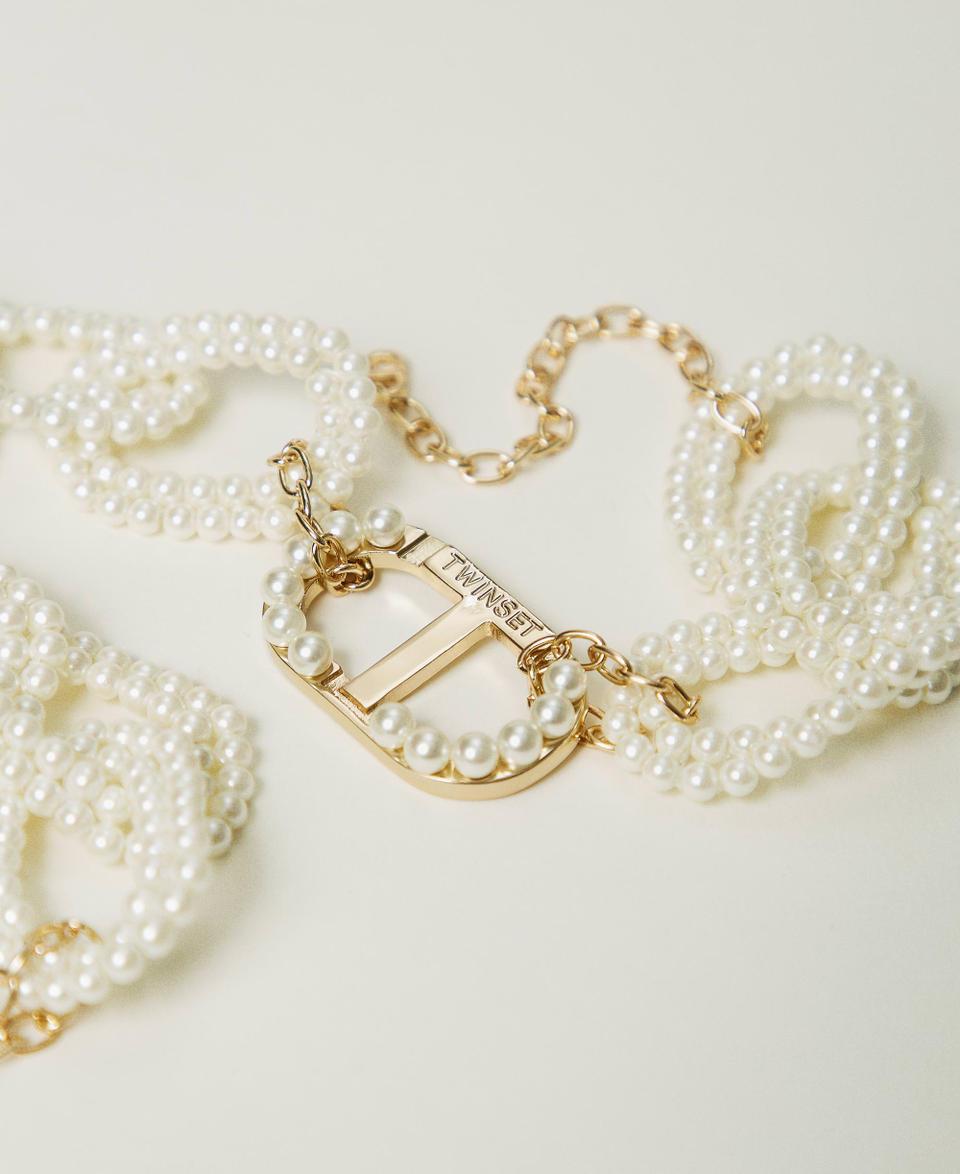 Twin Set Collana con catena di perle e Oval T Promozione