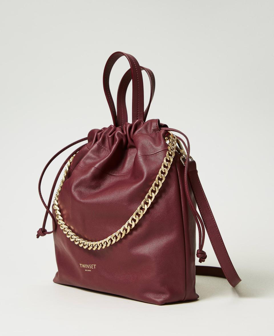 Twin Set Borsa shopper media in pelle con coulisse Novità