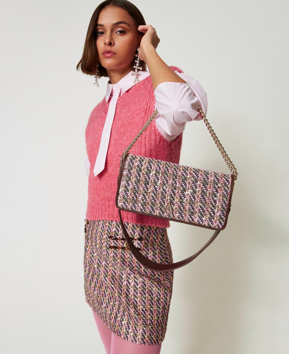 Twin Set Borsa a tracolla con bouclé multicolor In Vendita