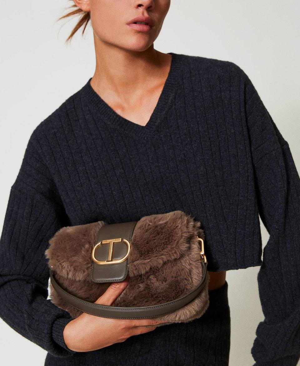 Twin Set Borsa a tracolla 'Amie' media in faux fur Offerta Giorno del Papà