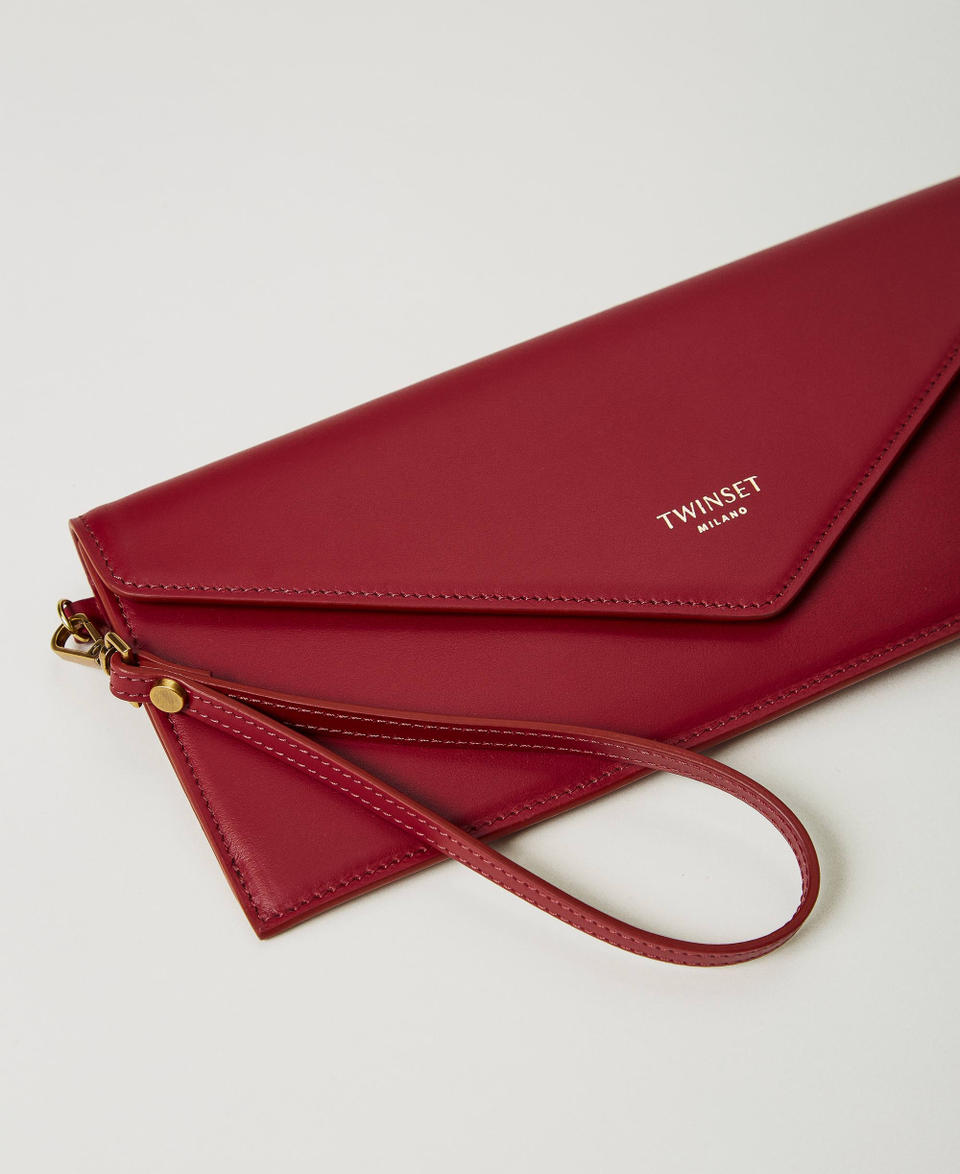 Twin Set Clutch in pelle con logo Vendita calda