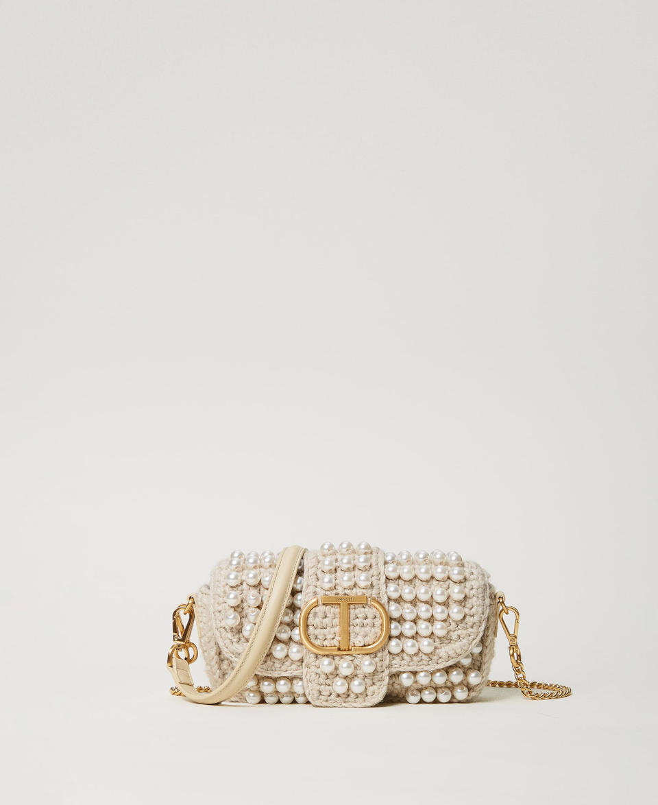 Twin Set Borsa a tracolla 'Amie' piccola crochet con perle Latest fashion