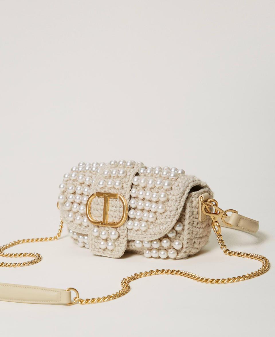 Twin Set Borsa a tracolla 'Amie' piccola crochet con perle Latest fashion
