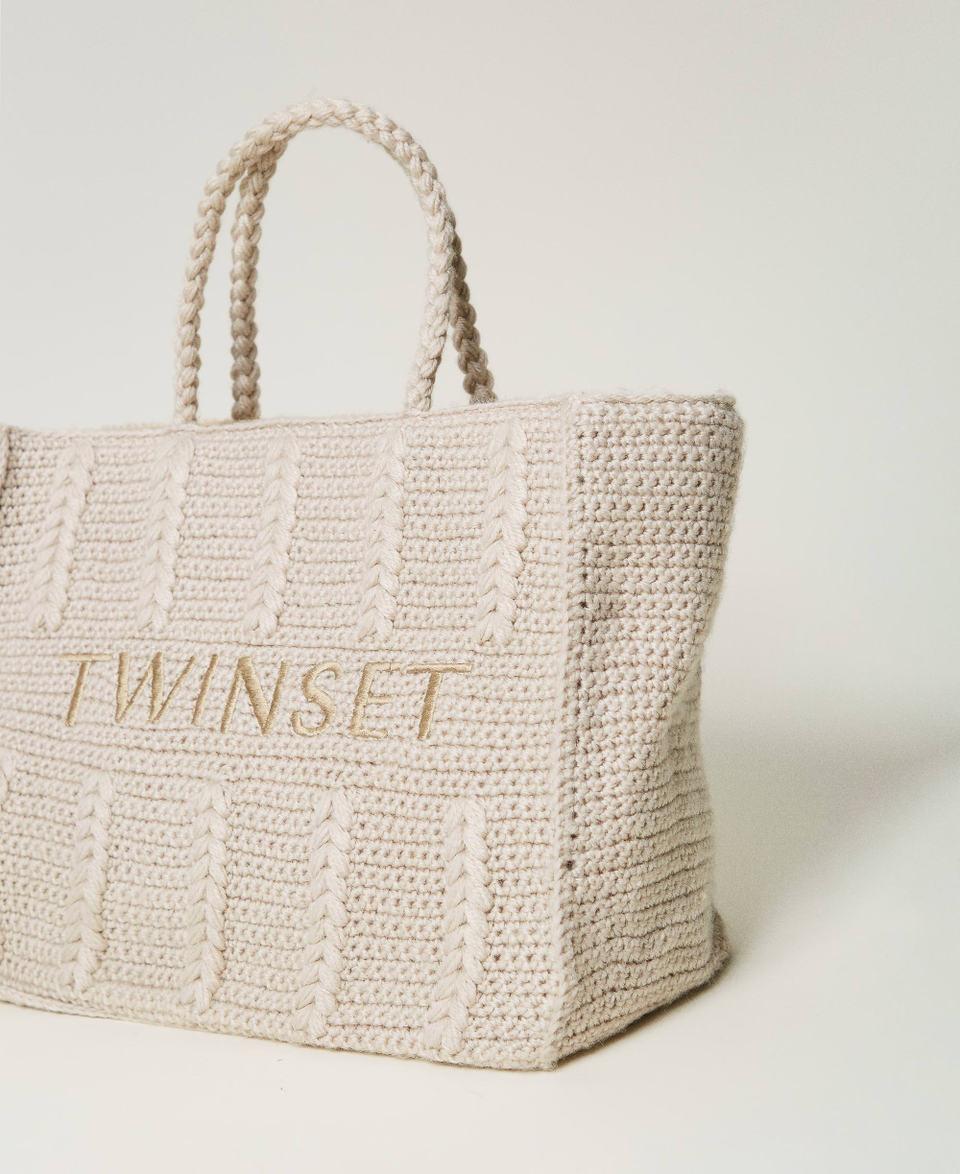 Twin Set Borsa shopper 'Bohémienne' tricot con logo Bestseller