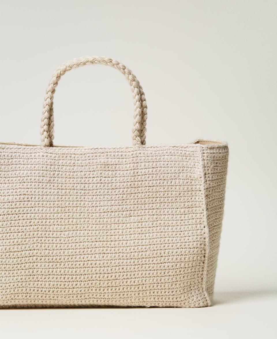 Twin Set Borsa shopper 'Bohémienne' tricot con logo Bestseller