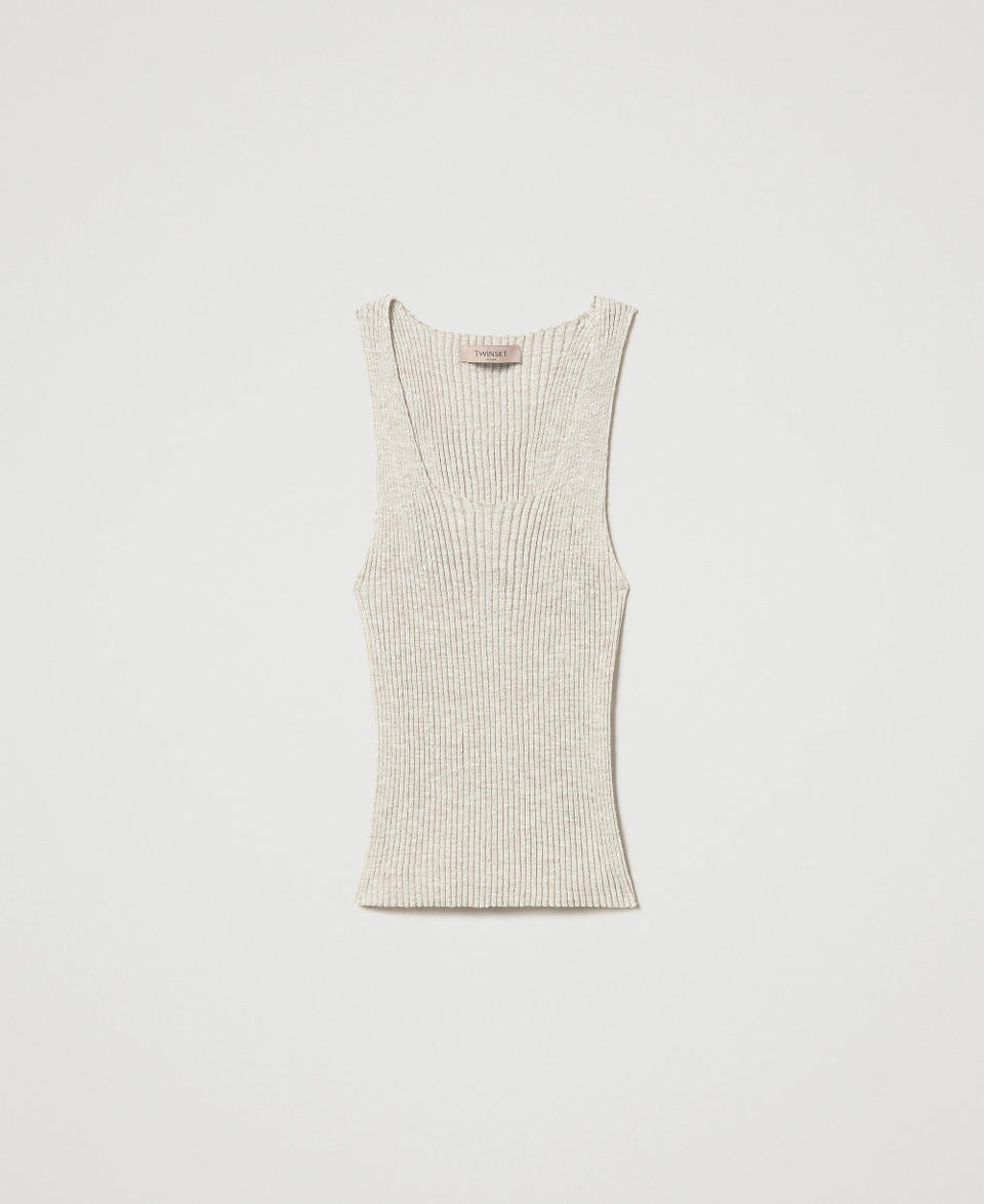 Twin Set Top in maglia di misto lino Fino al 60% di sconto