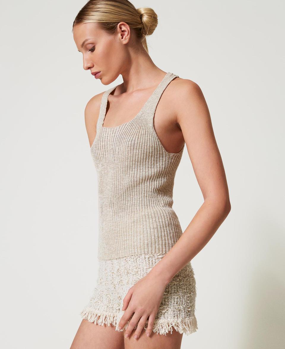 Twin Set Top in maglia di misto lino Fino al 60% di sconto