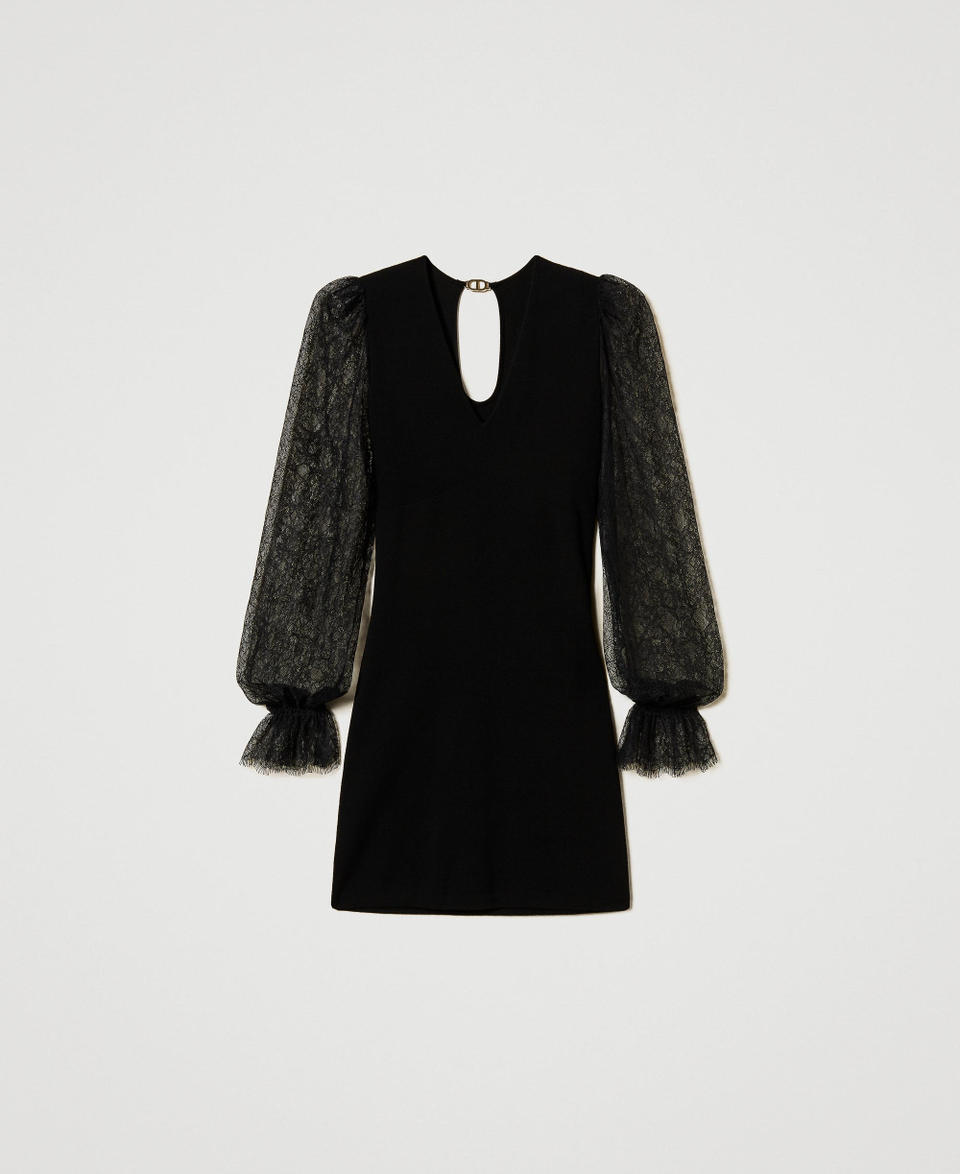 Twin Set Abito corto in maglia con pizzo Enormi sconti