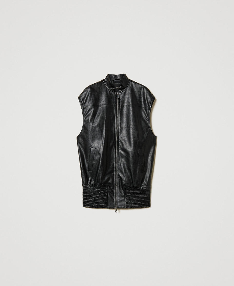 Twin Set Gilet lungo effetto pelle Officina