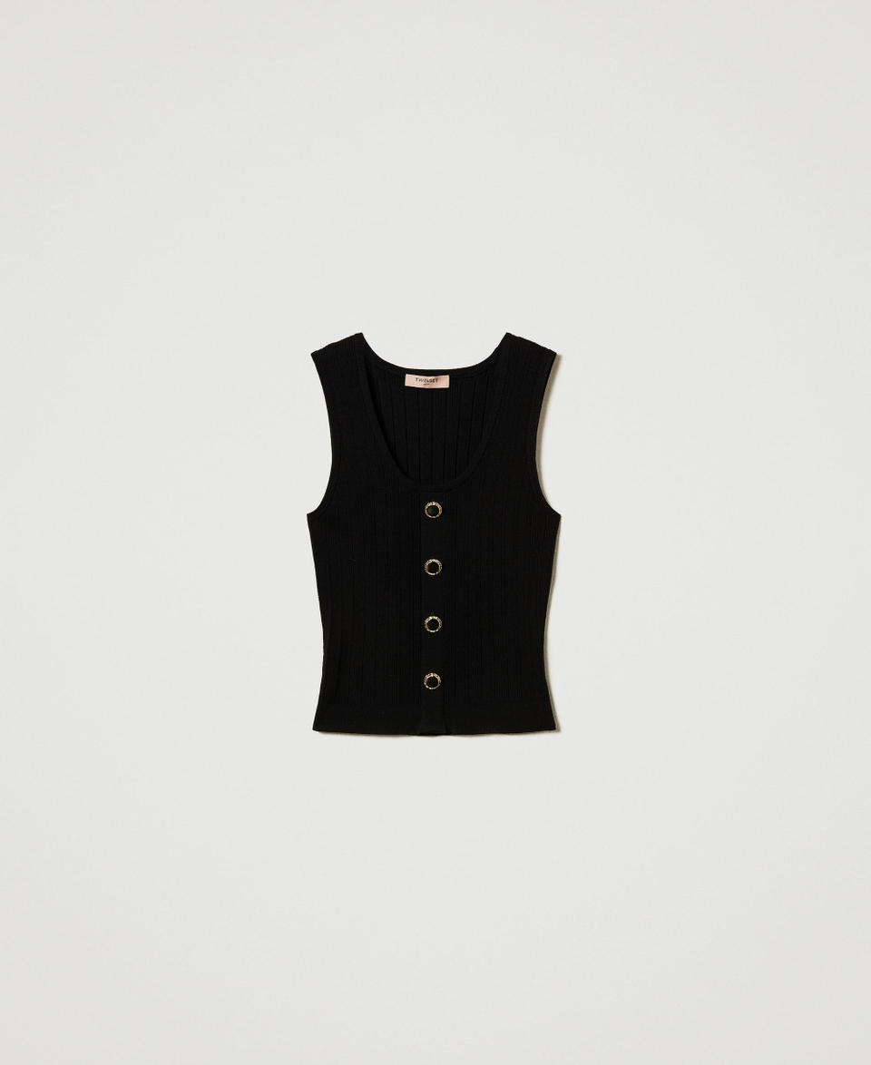 Twin Set Top in maglia con bottoni décor Black Friday Prezzi
