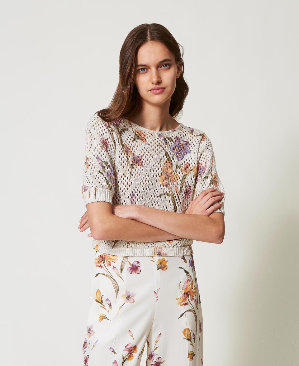 Twin Set Maglia a rete con stampa a fiori 50% di sconto per tempo limitato