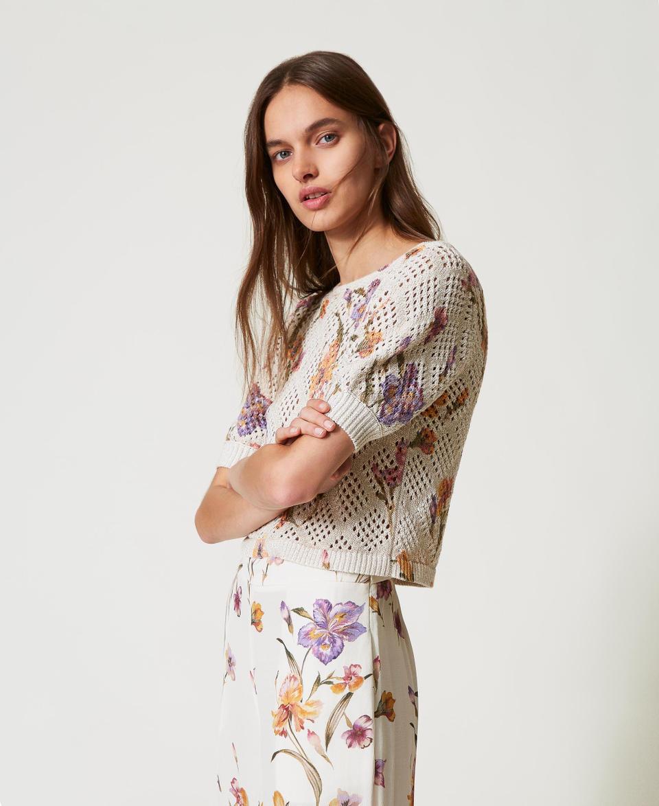 Twin Set Maglia a rete con stampa a fiori 50% di sconto per tempo limitato