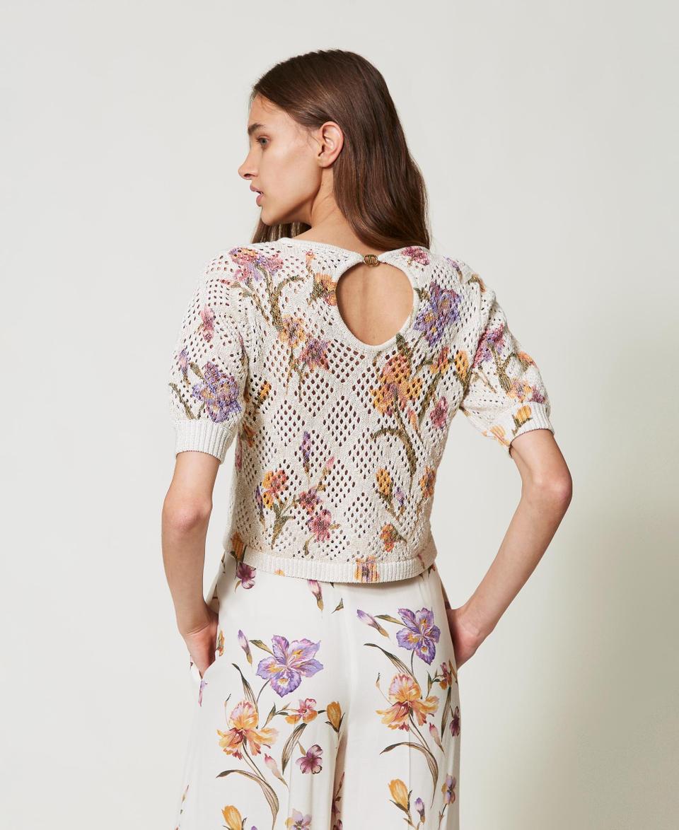 Twin Set Maglia a rete con stampa a fiori 50% di sconto per tempo limitato