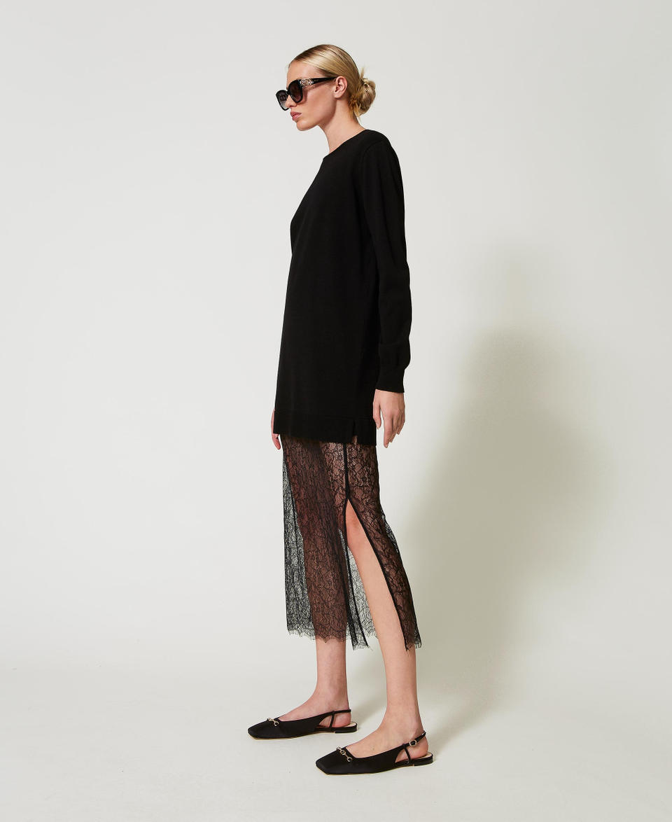 Twin Set Abito corto in maglia e gonna in pizzo Italia