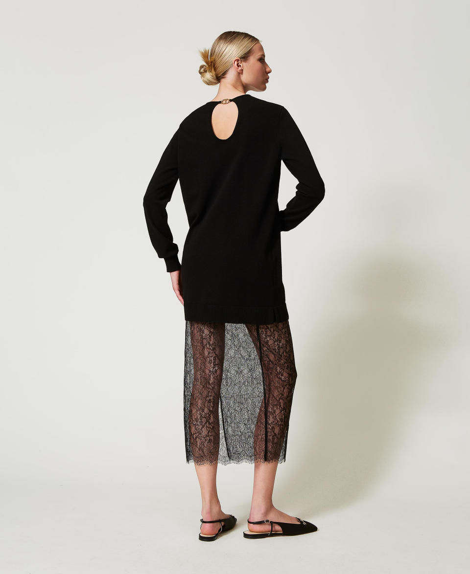 Twin Set Abito corto in maglia e gonna in pizzo Italia