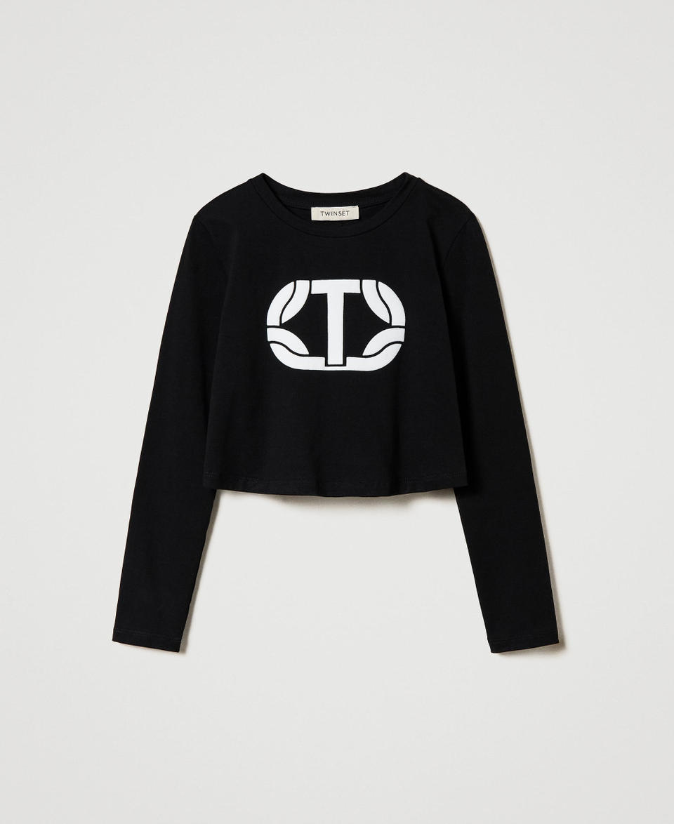 Twin Set T-shirt cropped con logo gommato Vendita
