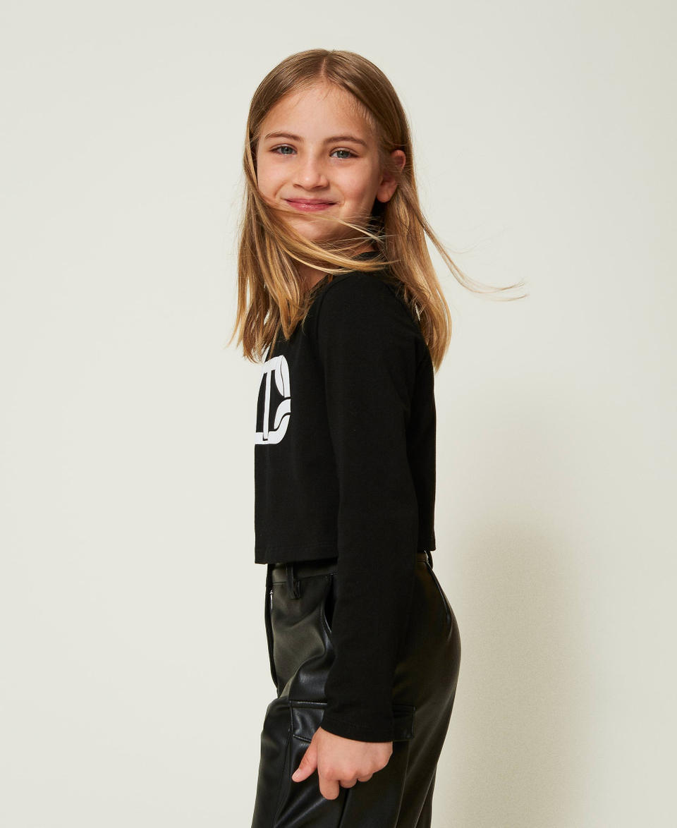 Twin Set T-shirt cropped con logo gommato Vendita