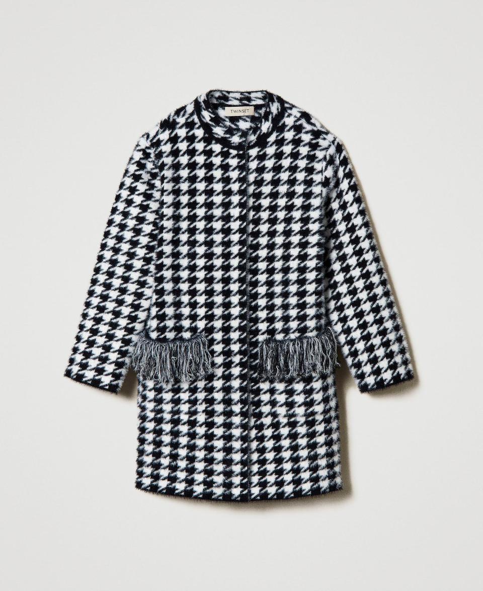 Twin Set Cappotto in maglia jacquard pied de poule Spedizione Gratuita
