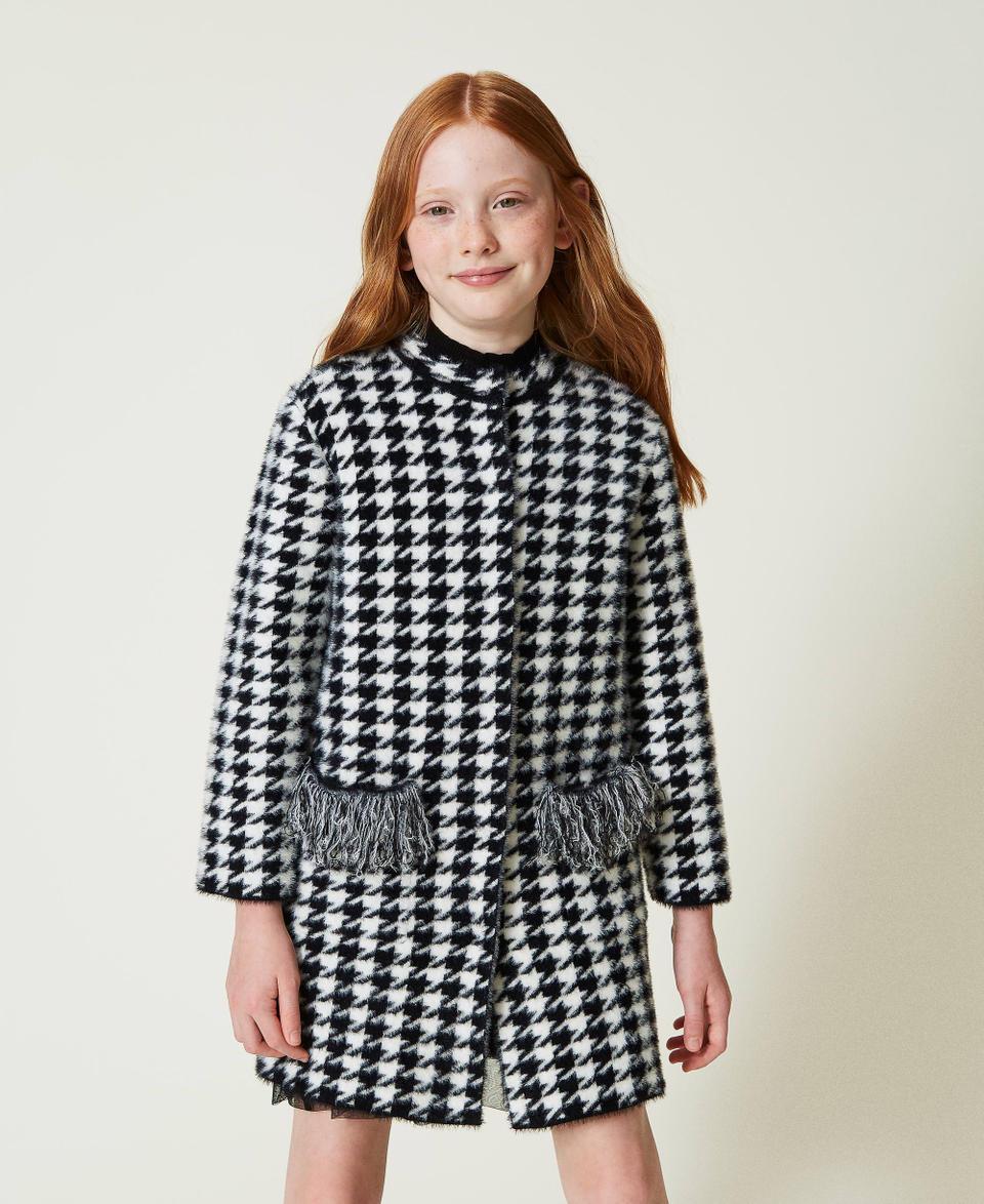 Twin Set Cappotto in maglia jacquard pied de poule Spedizione Gratuita