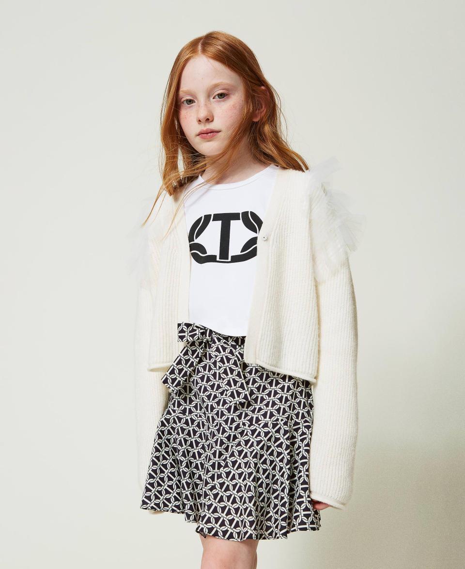 Twin Set Cardigan regular con balze in tulle Pezzi Unici