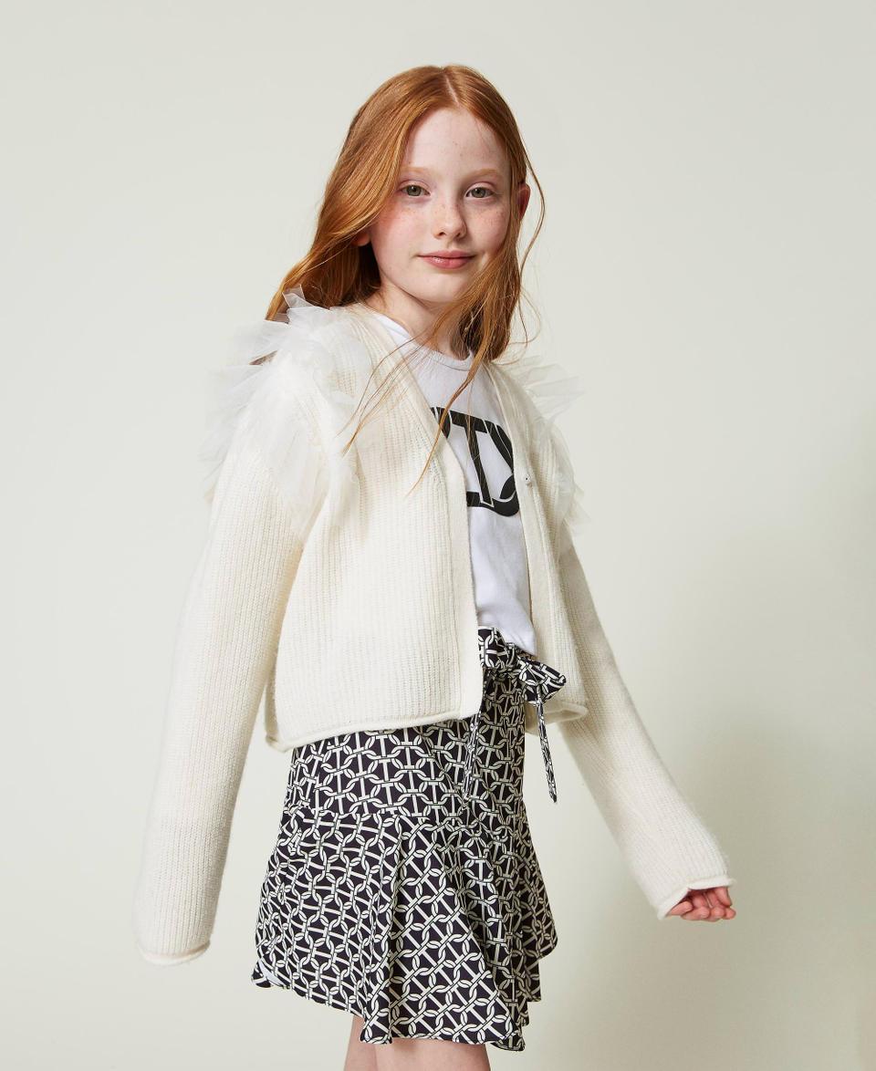 Twin Set Cardigan regular con balze in tulle Pezzi Unici