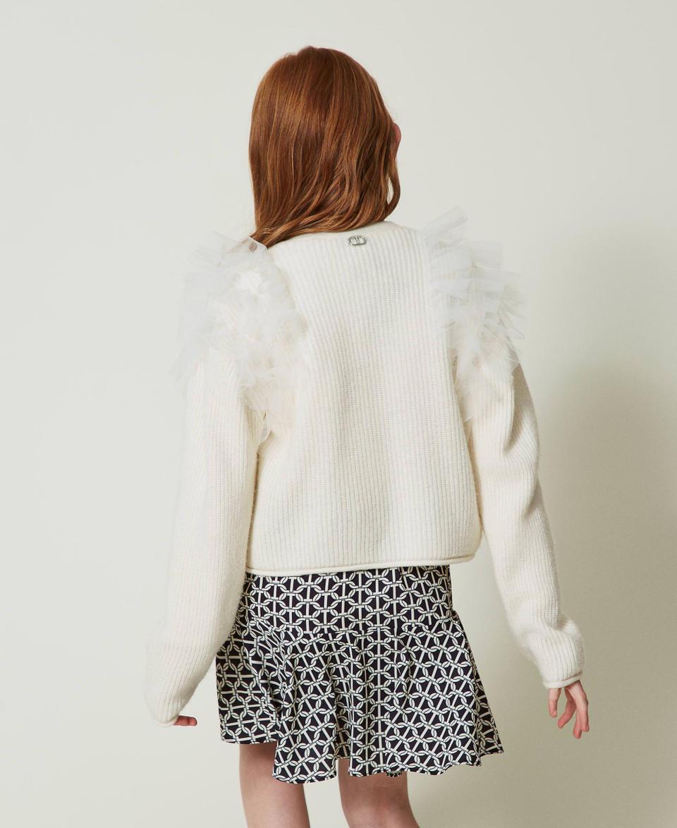 Twin Set Cardigan regular con balze in tulle Pezzi Unici