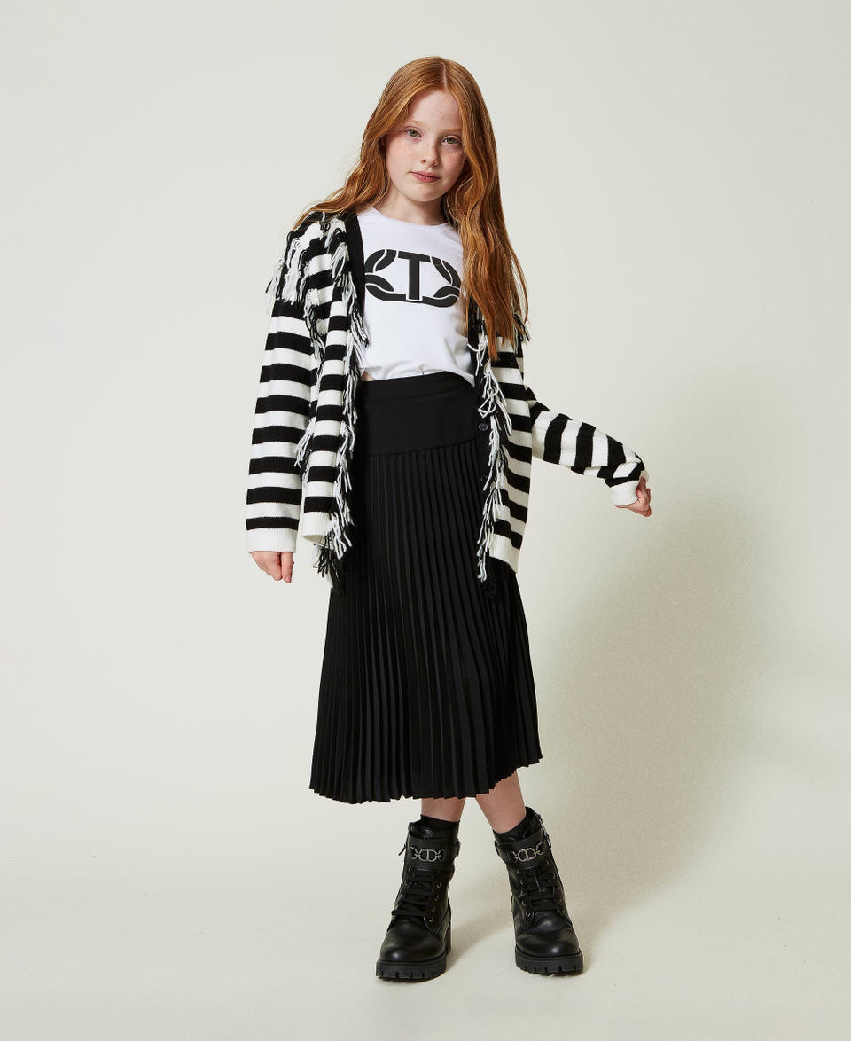 Twin Set Maxi cardigan in maglia a righe con frange Consegna Veloce