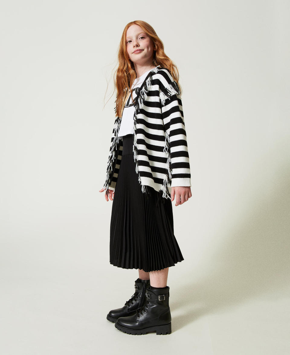Twin Set Maxi cardigan in maglia a righe con frange Consegna Veloce