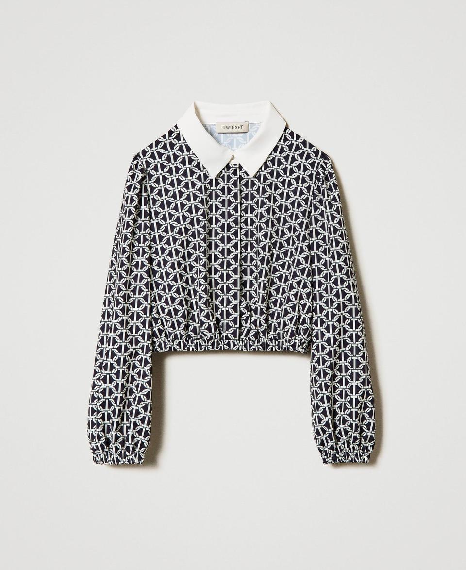 Twin Set Blusa in crêpe de Chine con stampa In Vendita