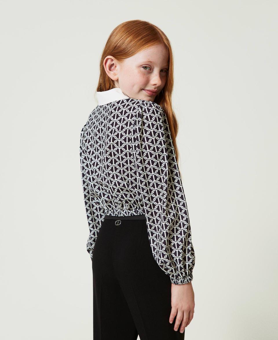 Twin Set Blusa in crêpe de Chine con stampa In Vendita