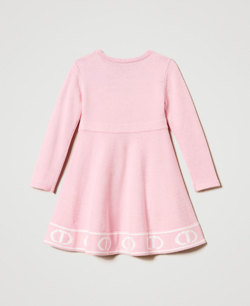Twin Set Abito corto in maglia con Oval T jacquard Saldi