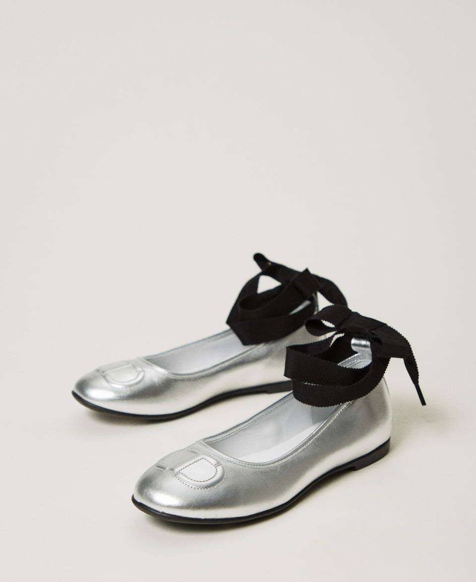 Twin Set Ballerine in pelle con nastri Vendita Economica