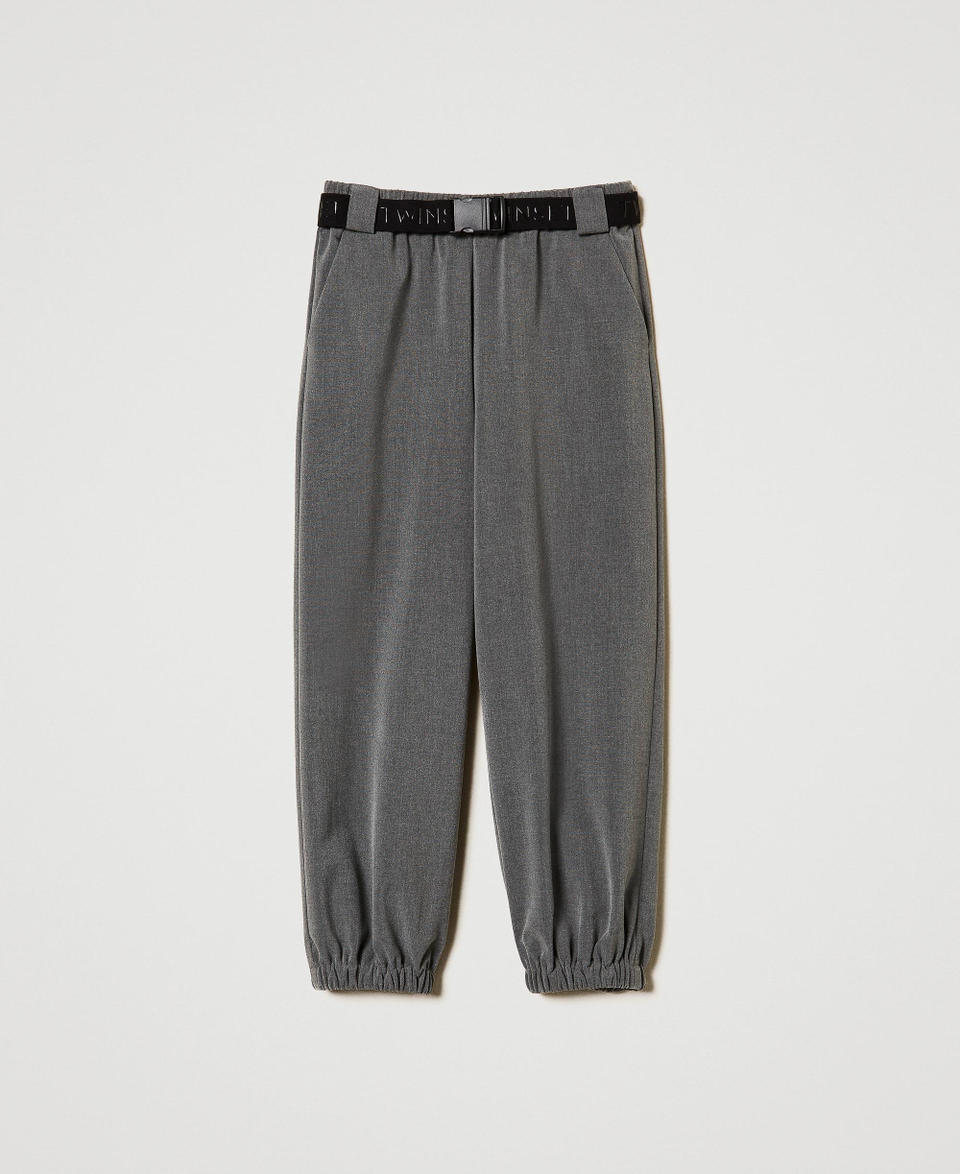 Twin Set Pantaloni joggers in flanella con cintura Saldi Di Fabbrica